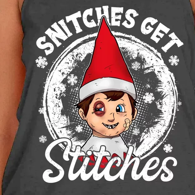 Snitches Get Stitches The Elf Xmas Funny Christmas Women's Knotted Racerback Tank