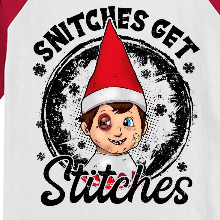 Snitches Get Stitches The Elf Xmas Funny Christmas Kids Colorblock Raglan Jersey