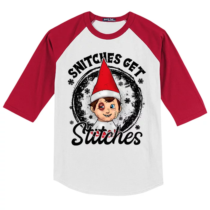 Snitches Get Stitches The Elf Xmas Funny Christmas Kids Colorblock Raglan Jersey