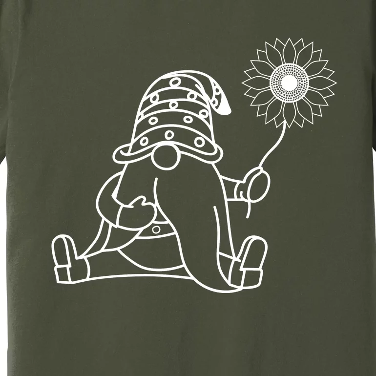 Sunflower Gnome Summer Themed Graphic Premium T-Shirt