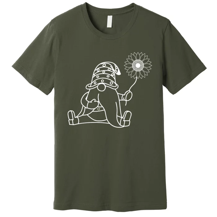 Sunflower Gnome Summer Themed Graphic Premium T-Shirt