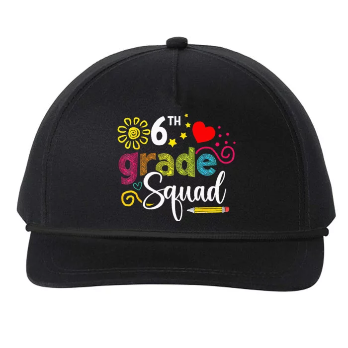 Sixth Grade Squad Back To School 6th Grader Teacher Snapback Five-Panel Rope Hat