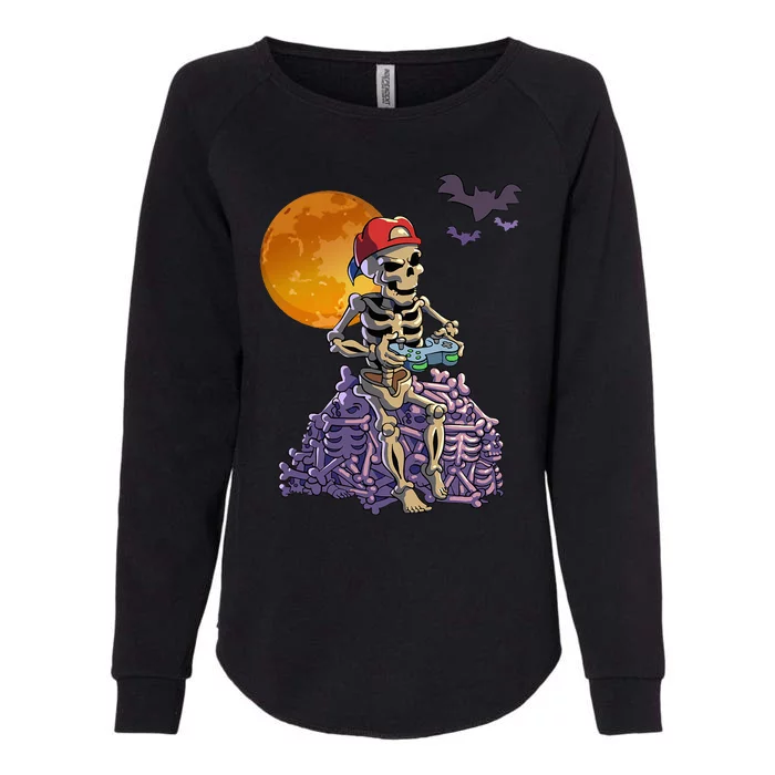 Spooky Gamer Skeleton Halloween Video Games Fun Womens California Wash Sweatshirt