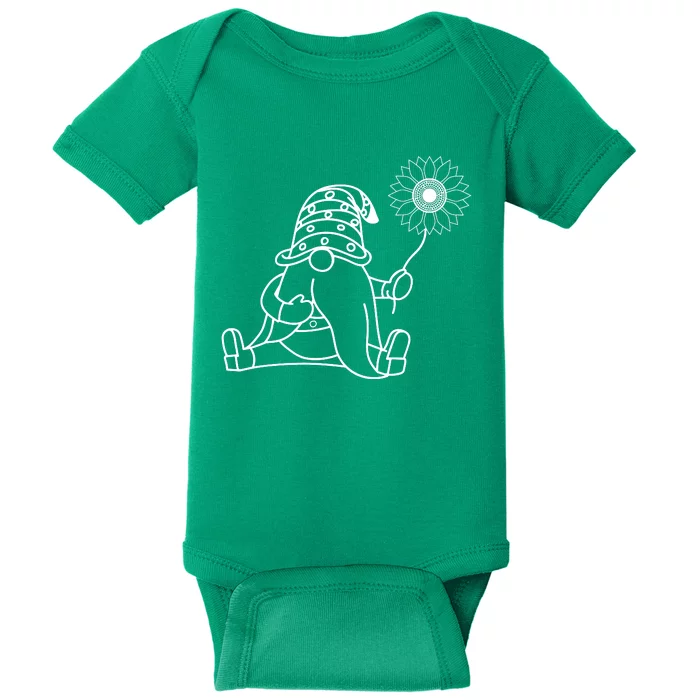 Sunflower Gnome Summer Fun Illustration Baby Bodysuit