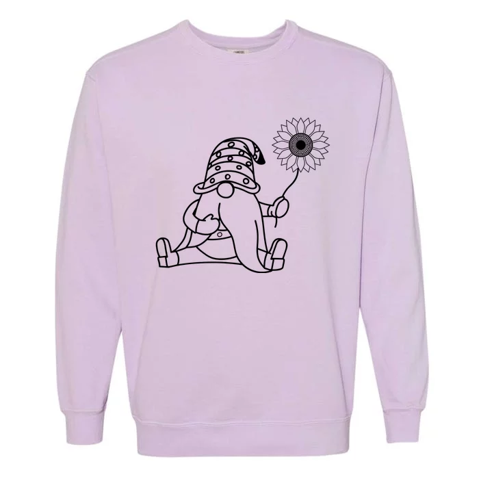 Sunflower Gnome Summer Fun Illustration Garment-Dyed Sweatshirt