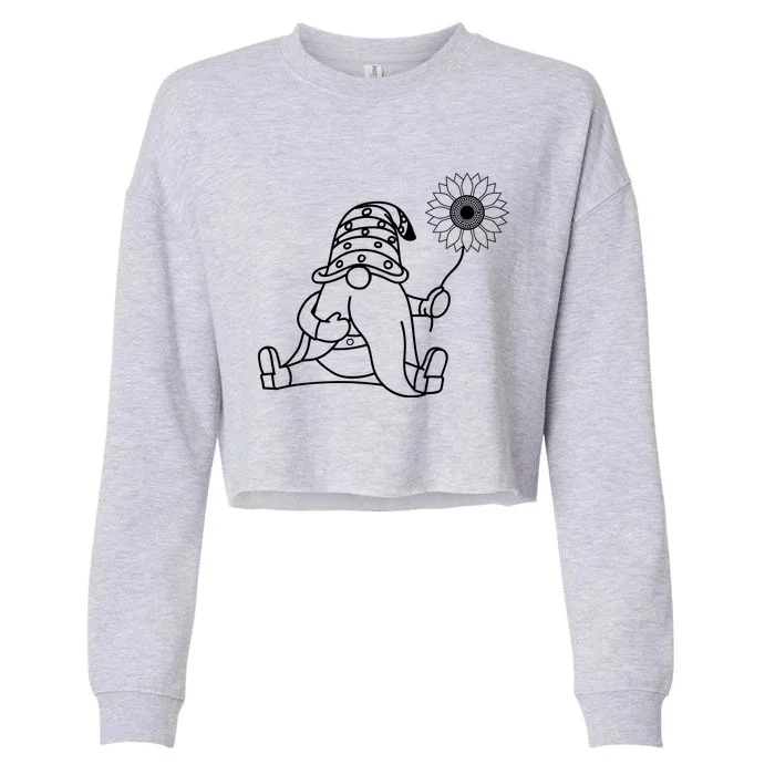 Sunflower Gnome Summer Fun Illustration Cropped Pullover Crew