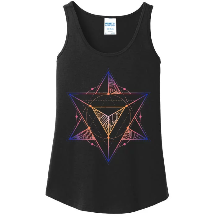 Sacred Geometry Star Tetrahedron Merkaba Ladies Essential Tank