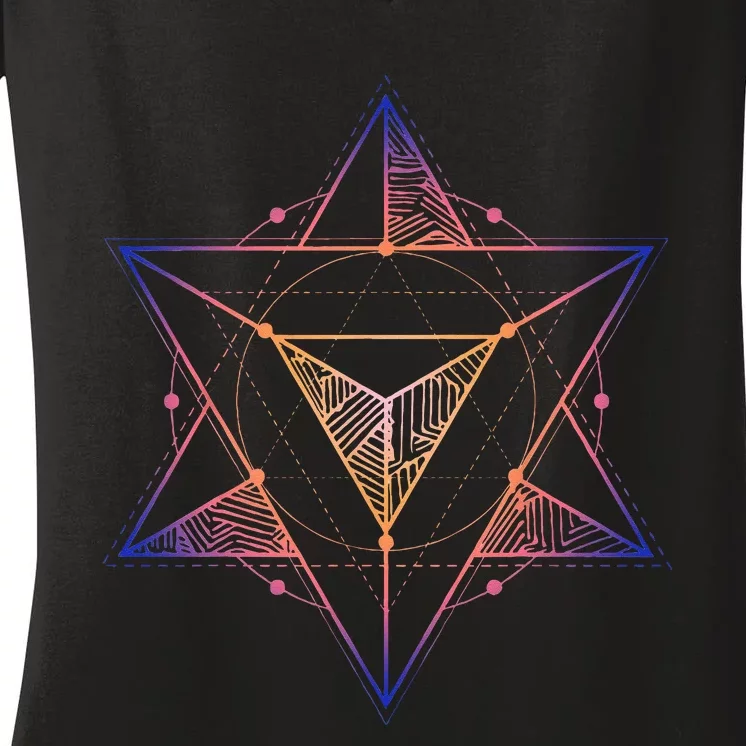 Sacred Geometry Star Tetrahedron Merkaba Women's V-Neck T-Shirt