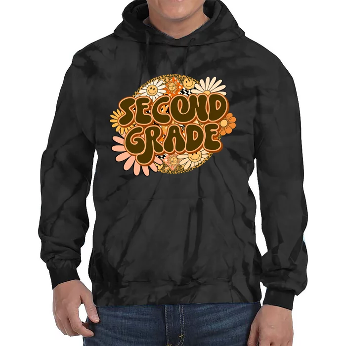 Second Grade Teachers 2nd Grade Leopard Retro Groovy Flowers Tie Dye Hoodie