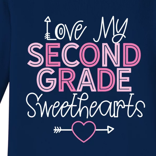 Second Grade Teacher Valentines Day Cool Gift Love Sweethearts Cute Gift Baby Long Sleeve Bodysuit