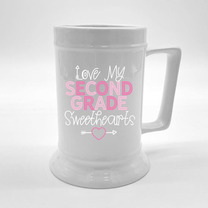 Second Grade Teacher Valentines Day Cool Gift Love Sweethearts Cute Gift Front & Back Beer Stein