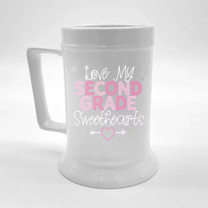 Second Grade Teacher Valentines Day Cool Gift Love Sweethearts Cute Gift Front & Back Beer Stein