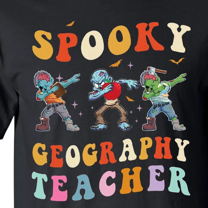 Spooky Geography Teacher Zombie Groovy Halloween Ghost Tall T-Shirt