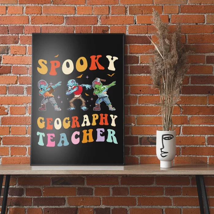 Spooky Geography Teacher Zombie Groovy Halloween Ghost Poster