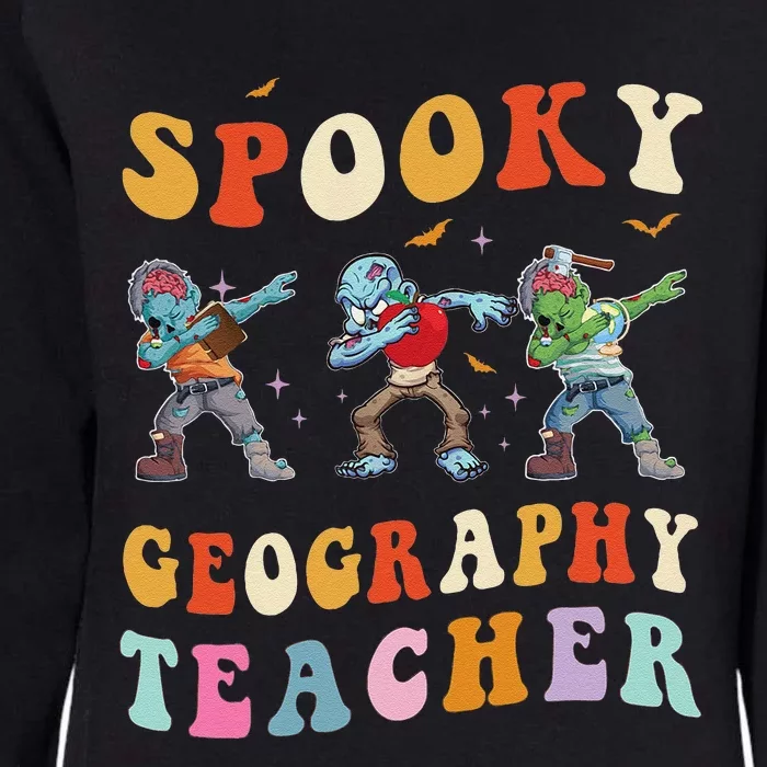 Spooky Geography Teacher Zombie Groovy Halloween Ghost Womens California Wash Sweatshirt