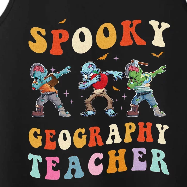 Spooky Geography Teacher Zombie Groovy Halloween Ghost Performance Tank