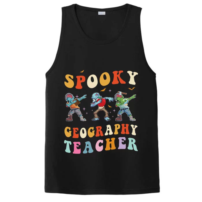 Spooky Geography Teacher Zombie Groovy Halloween Ghost Performance Tank