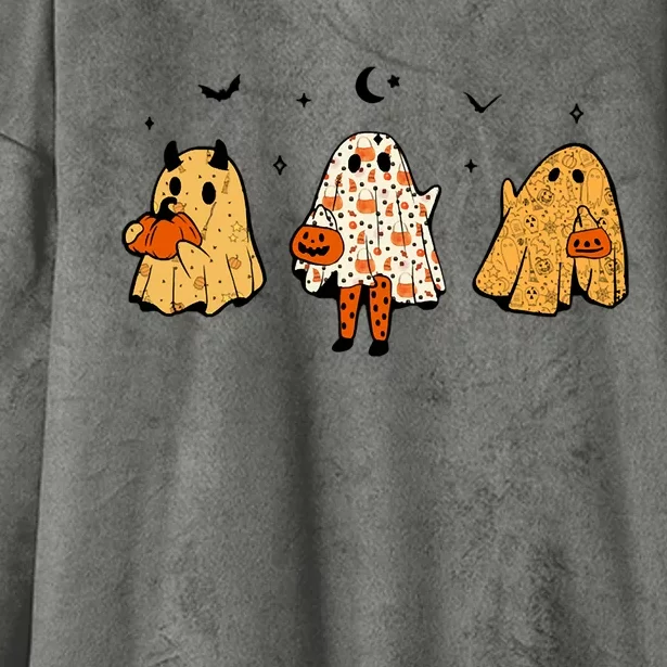 Spooky Ghosts Treat Or Treating Ghost Boo Spooky Squad Gift Hooded Wearable Blanket