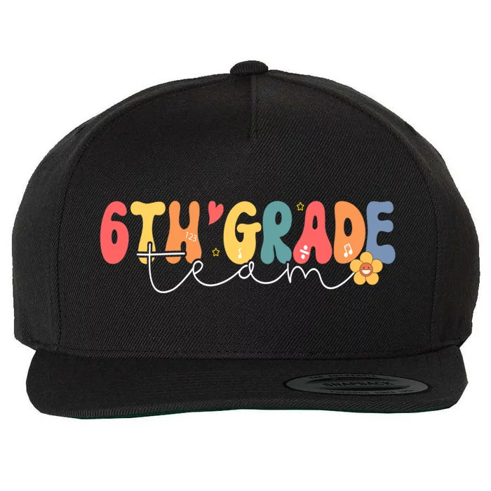 Sixth Grade Teacher Retro Groovy Design 6Th Grade Team Cool Gift Wool Snapback Cap