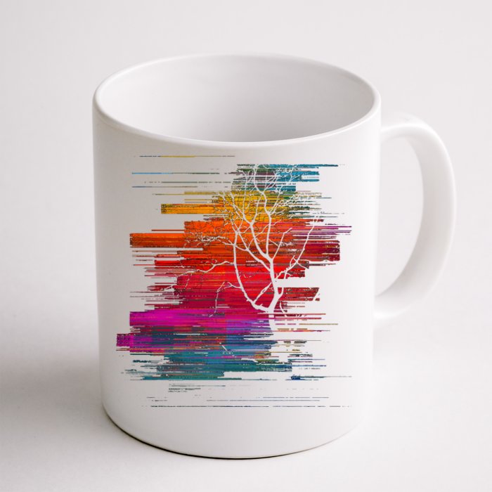 Sunset Glitch Tree Front & Back Coffee Mug