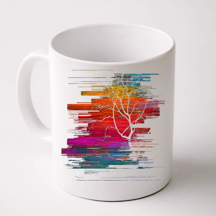 Sunset Glitch Tree Front & Back Coffee Mug