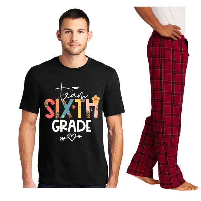 Sixth Grade Teacher Retro Groovy Design Leopard 6Th Grade Gift Pajama Set