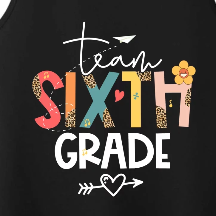 Sixth Grade Teacher Retro Groovy Design Leopard 6Th Grade Gift Performance Tank