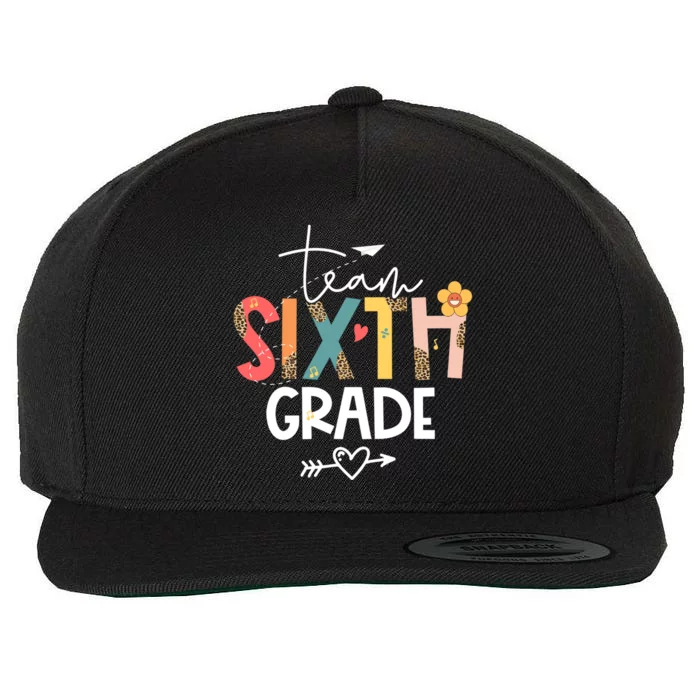 Sixth Grade Teacher Retro Groovy Design Leopard 6Th Grade Gift Wool Snapback Cap