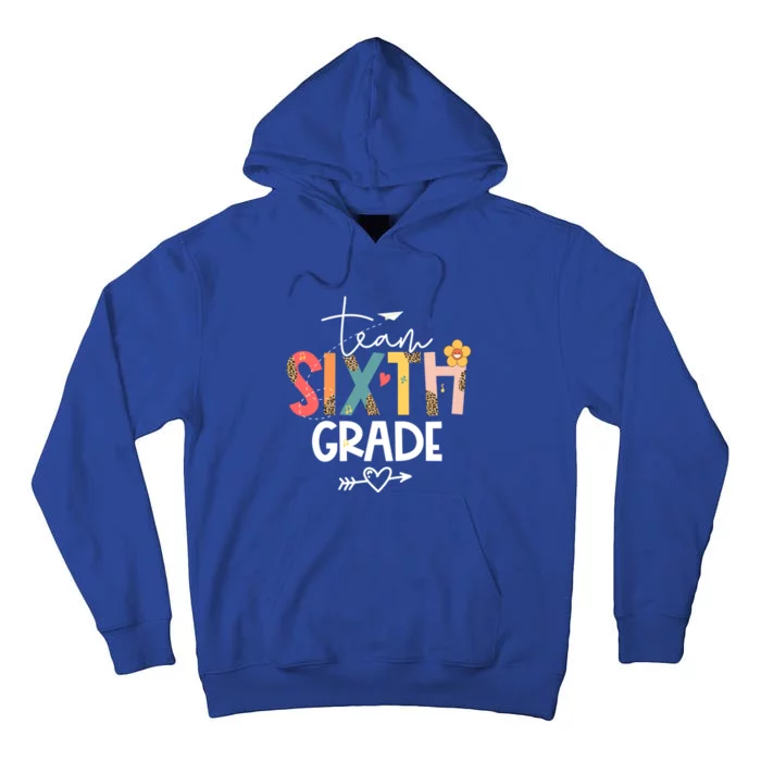 Sixth Grade Teacher Retro Groovy Design Leopard 6Th Grade Gift Tall Hoodie