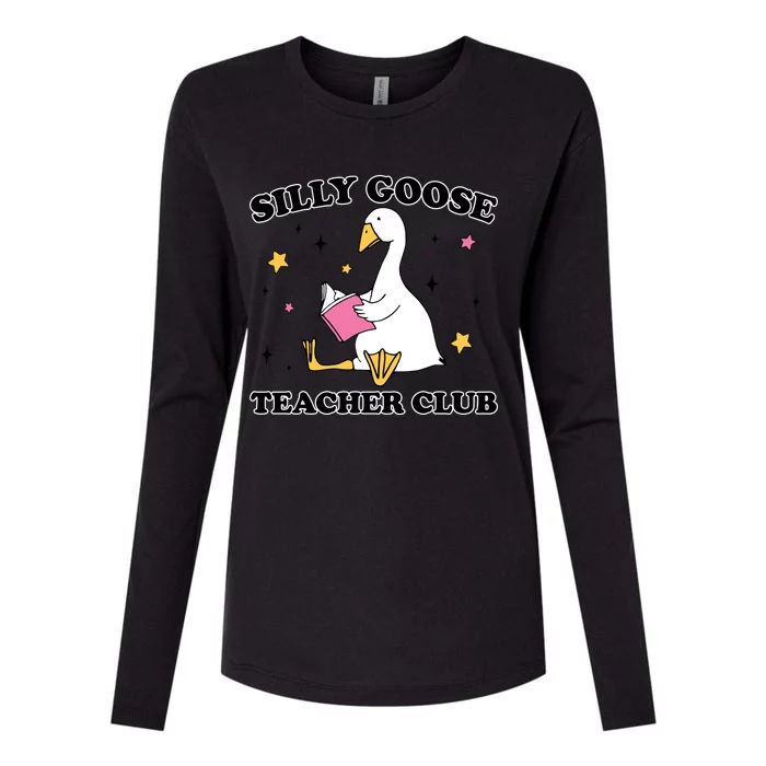 Silly Goose Teacher Club Womens Cotton Relaxed Long Sleeve T-Shirt