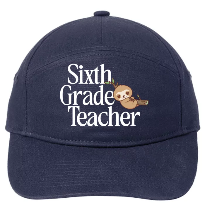 Sixth Grade Teacher Sloth Back To School 6Th Grade Gift 7-Panel Snapback Hat