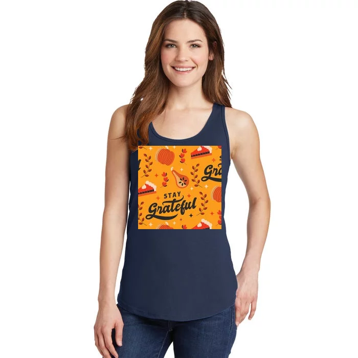 Stay Grateful Thanksgiving Holiday Ladies Essential Tank