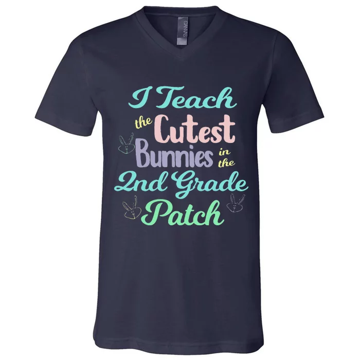 Second Grade Teacher For Spring And Easter V-Neck T-Shirt