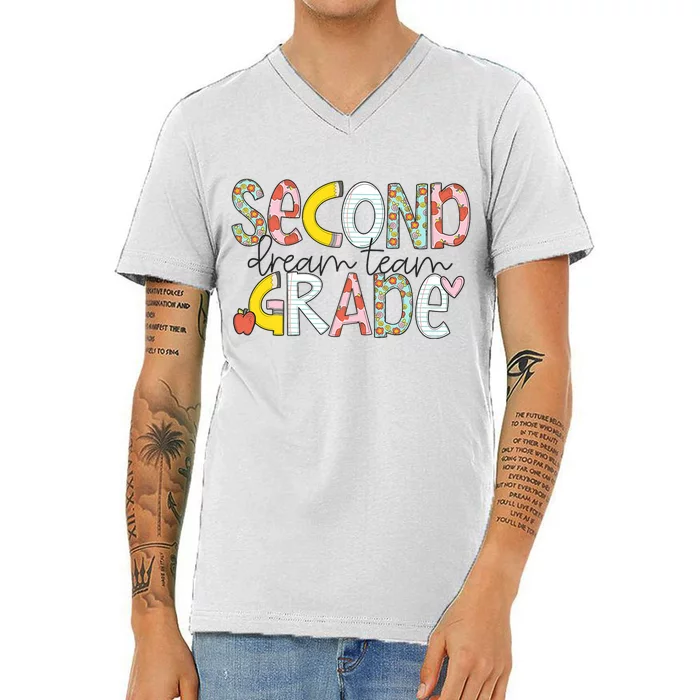 Second Grade Teacher Back To School 2nd Grade Dream Team V-Neck T-Shirt