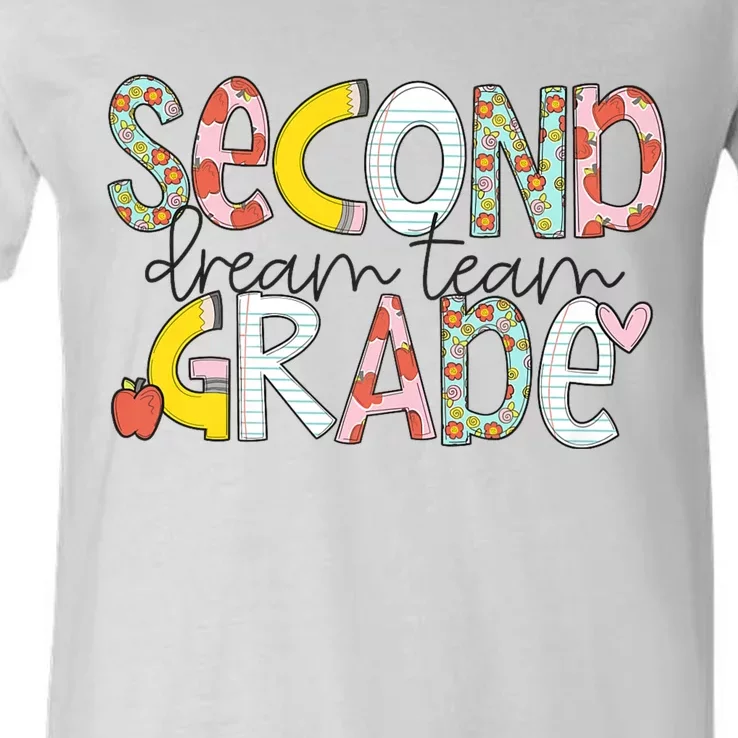 Second Grade Teacher Back To School 2nd Grade Dream Team V-Neck T-Shirt