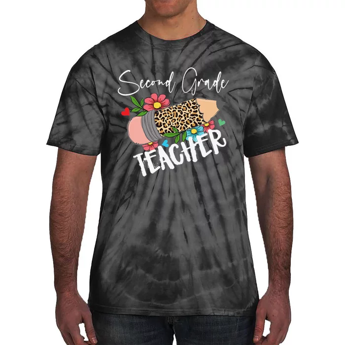 Second Grade Teacher Leopard Pencil 2nd Grade Teacher Tie-Dye T-Shirt