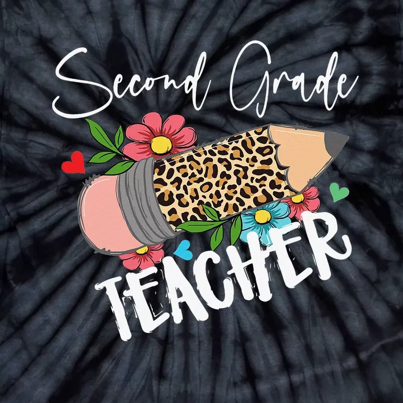 Second Grade Teacher Leopard Pencil 2nd Grade Teacher Tie-Dye T-Shirt