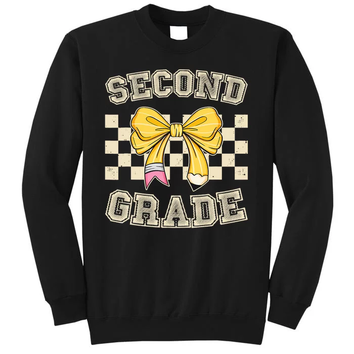 Second Grade Teacher Coquette Pencil Bow Back To School Sweatshirt