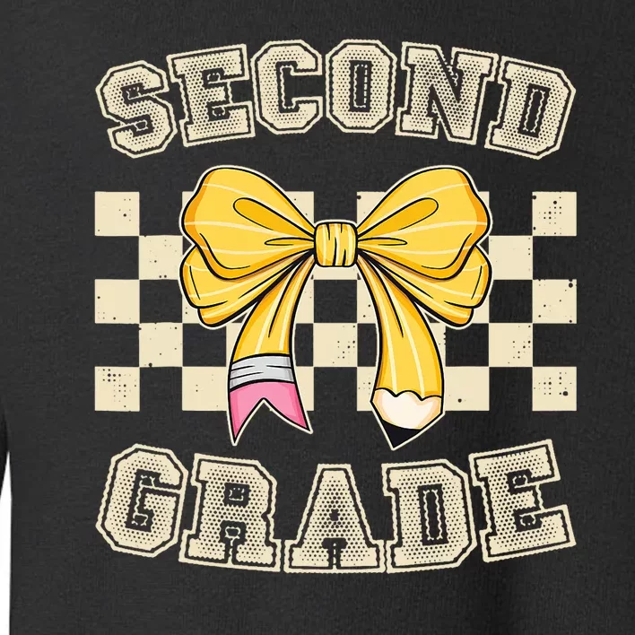 Second Grade Teacher Coquette Pencil Bow Back To School Toddler Sweatshirt