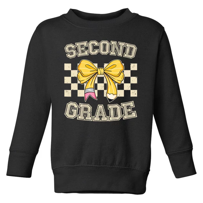 Second Grade Teacher Coquette Pencil Bow Back To School Toddler Sweatshirt