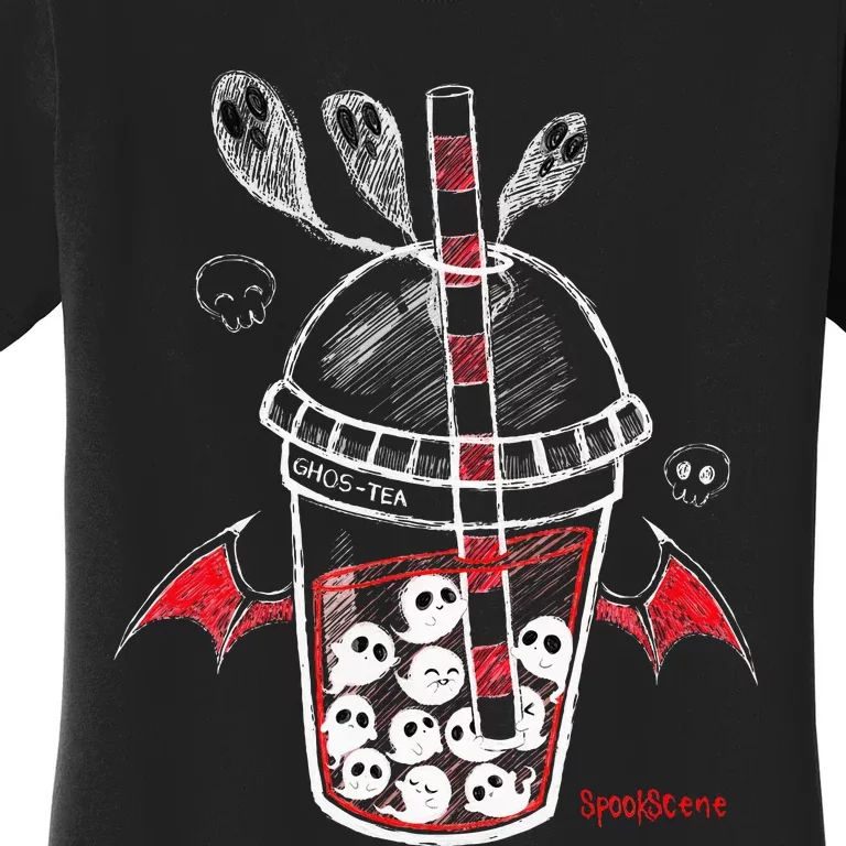 Spookscene Ghos Tea Spooky Boba Emo Goth Alt Red Women's T-Shirt