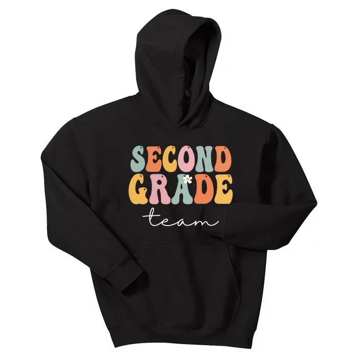 Second Grade Team Retro Groovy Vintage First Day Of School Kids Hoodie