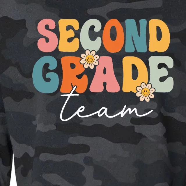 Second Grade Team Retro Groovy Back To School 2nd Grade Cropped Pullover Crew