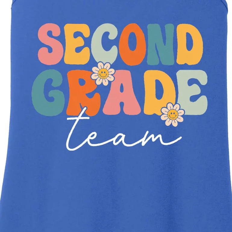 Second Grade Team Retro Groovy Back To School 2nd Grade Ladies Essential Tank