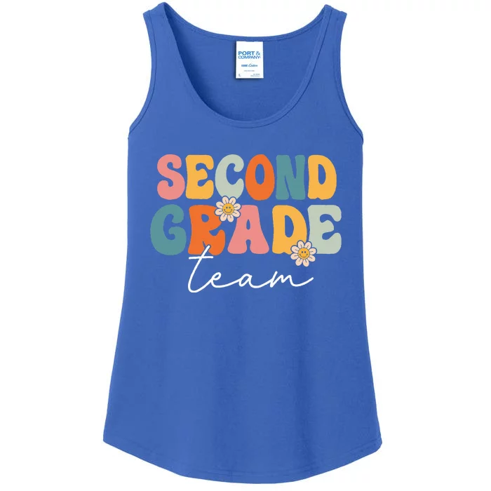 Second Grade Team Retro Groovy Back To School 2nd Grade Ladies Essential Tank