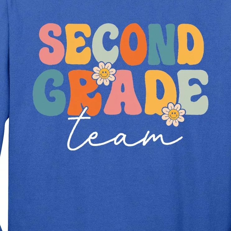 Second Grade Team Retro Groovy Back To School 2nd Grade Tall Long Sleeve T-Shirt