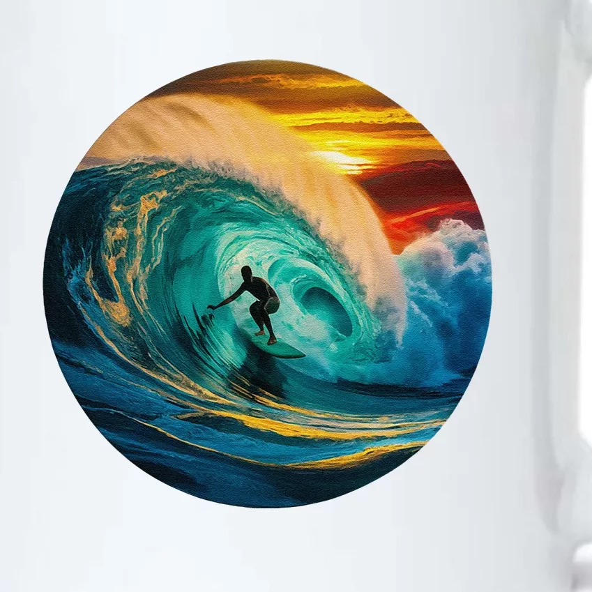 Surfer Getting Tubed And Barreled At Sunset. Art Print. Black Color Changing Mug