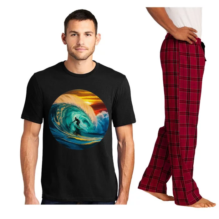 Surfer Getting Tubed And Barreled At Sunset. Art Print. Pajama Set