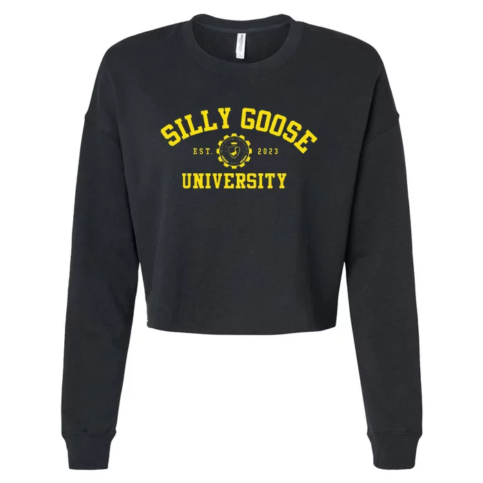 Silly Goose University For Men & Women Funny And Cute Cropped Pullover Crew