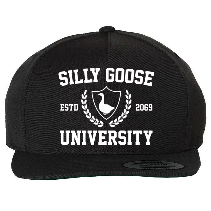 Silly Goose University Wool Snapback Cap